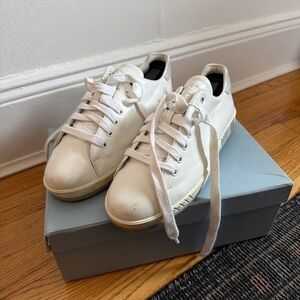 PRADA White Leather Sneakers